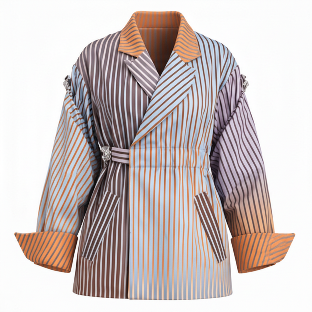 Striped Belted Jacket