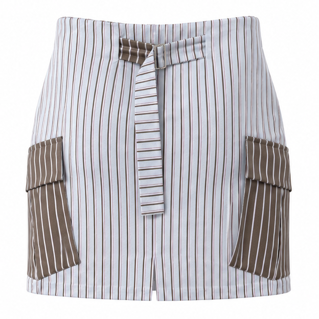 Striped Cargo Mini Skirt